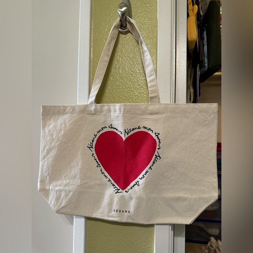 Sezane Heart Tote in Canvas Brand New!